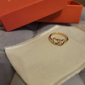 14K Gold Two hearts together Ring